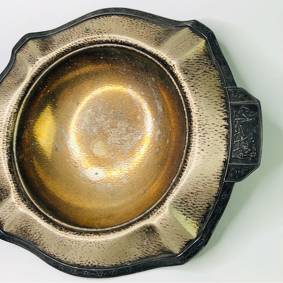 Vintage Art Deco Roman Greek Silver Plated Large Bowl Scallop Trim Disply Decor - Picture 3 of 5